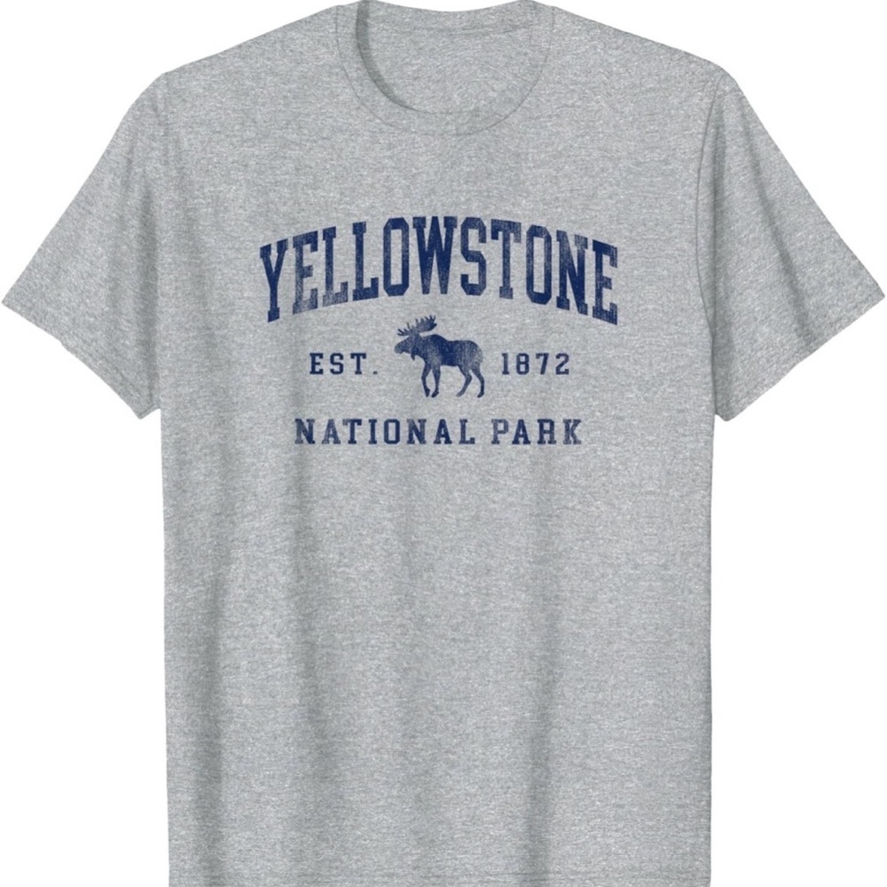 Port & Company Yellowstone National Park 1872 Gray Crew Neck T Shirt Men XL NEW